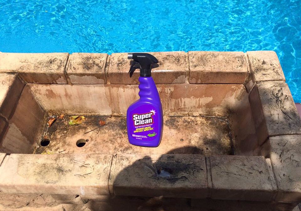 Dirty Poolside Planter with bottle of Super Clean