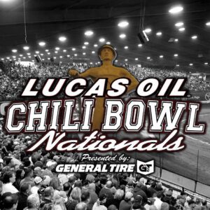 Stadium background with Lucas Oil Chili Bowl Nationals logo