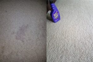 Red wine stain before and after Super Clean