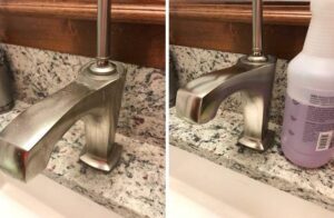 Faucet before and after All Wheel Cleaner