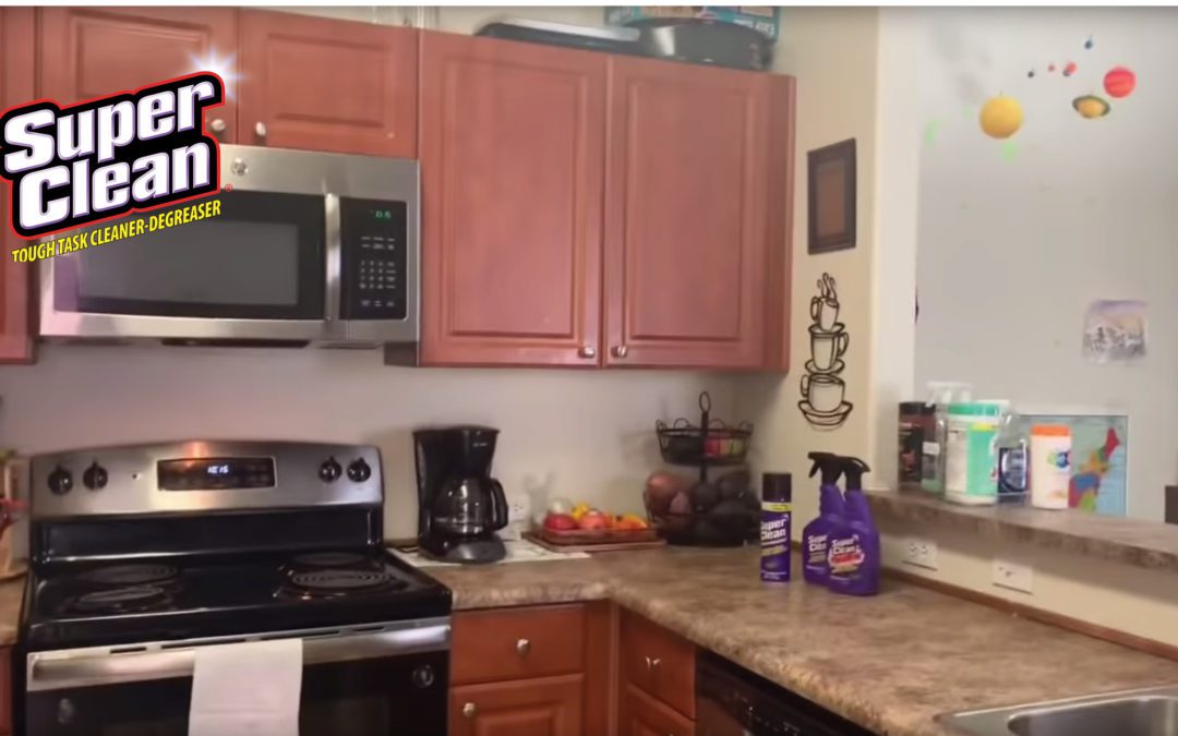 Kitchen with super Clean on counter