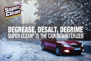 Car on Snowy Road Degrease Desalt Degrime Super Clean is the car dewinterizer