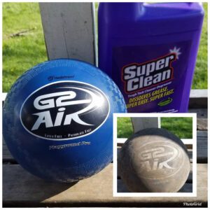 Blue Toy Ball before and after super clean