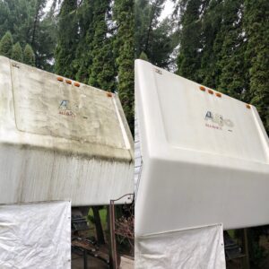 Stained RV before and after super clean