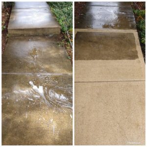 Sidewalk before and after Super Clean