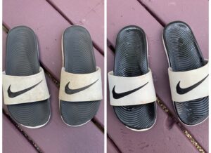 Slip on sandals before and after super clean