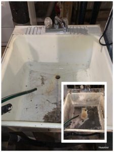 Laundry tub before and after super clean
