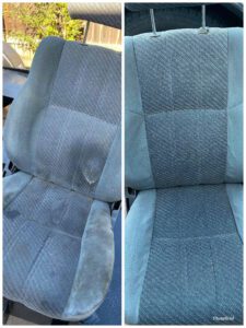 Car seat before and after super clean