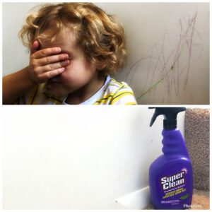 Crayon on wall before and after super clean