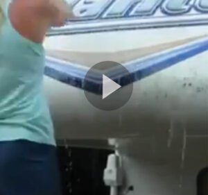 Still frame of cleaning RV with Super Clean