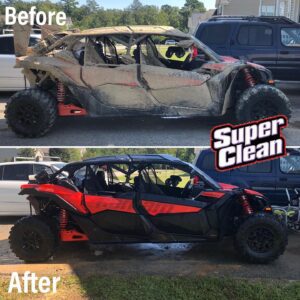 Before and After pictures of ATV cleaned with Super Clean