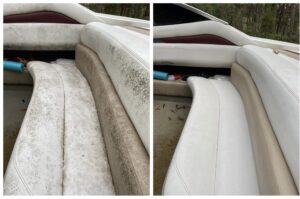Boat Seat Before and After Super Clean