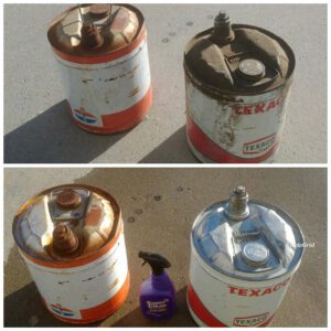 Gas Cans Before and After Super Clean