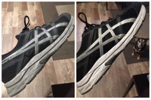 Picture of shoes before and after Super Clean