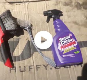 Still shot of Super Clean Foaming bottle and tools video
