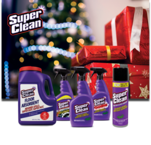 Super Clean products with Christmas background