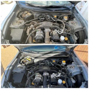 Engine before and after cleaning with Super Clean