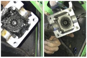 Mower Transmission before and after super clean