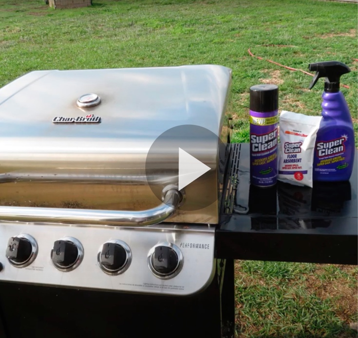 Still shot of video of Propane Grill with Super Clean products