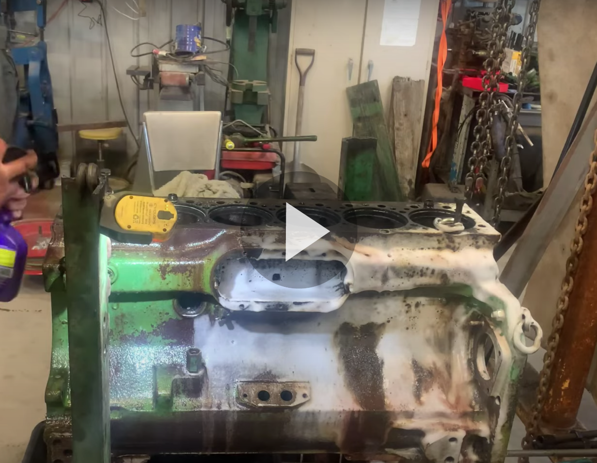 Cleaning A Tractor Engine Block With Super Clean